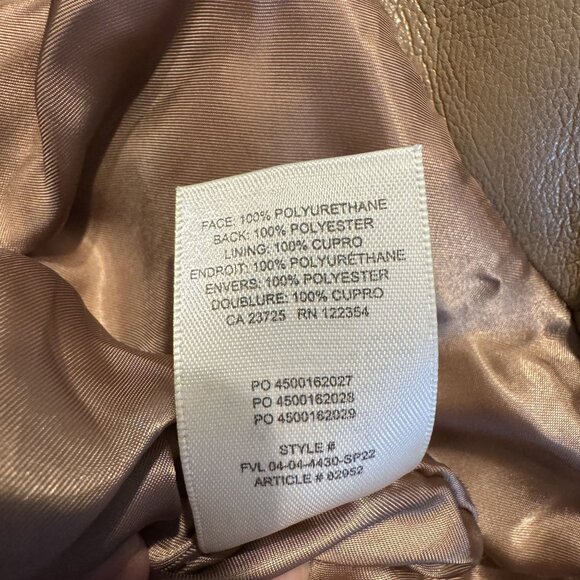 Aritzia Wilfred Diaz Camel Brown Faux Leather Motorcycle Jacket Women's Medium M - Picture 5 of 7